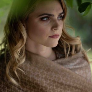 Sciarpa lino disegno sfumato Beige - 910