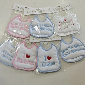 BAVAGLINI CON FRASI IN COTONE – ELY BABY