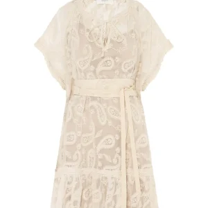 BEATRICE B ABITO CORTO IN PIZZO CROCHET 6753 AVORIO