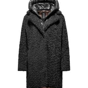 Bomboogie Cappotto Lungo Effetto Sherpa CW6570-SFC5 Nero