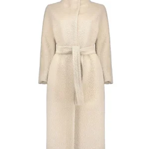 Max Mara Cappotto Lungo in Alpaca FERITO Albino