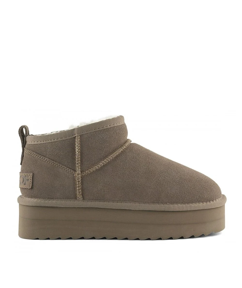 Colors of California Stivale Platform in Suede e Montone HC.SHEARPLA2 Grigio Taupe - immagine 2