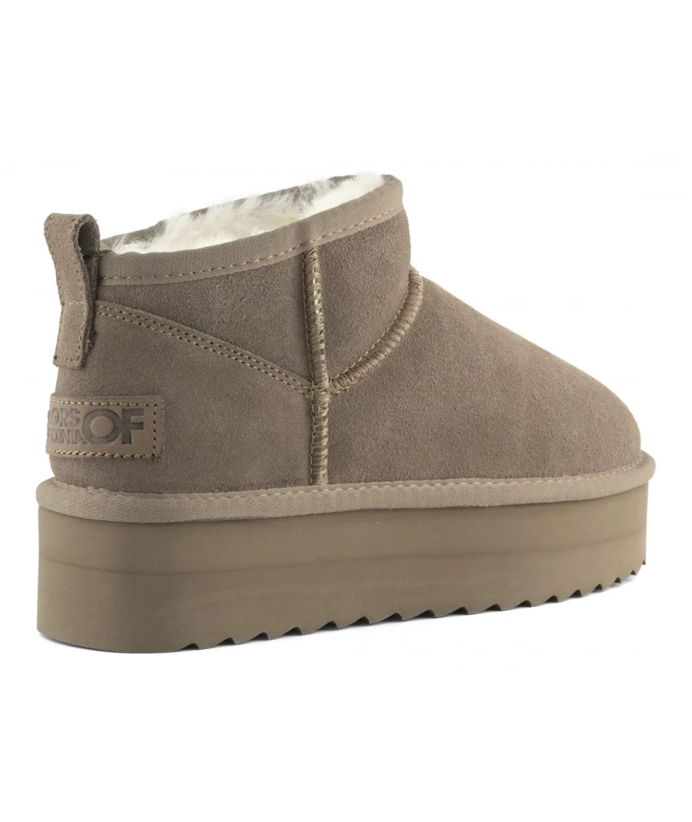 Colors of California Stivale Platform in Suede e Montone HC.SHEARPLA2 Grigio Taupe - immagine 5