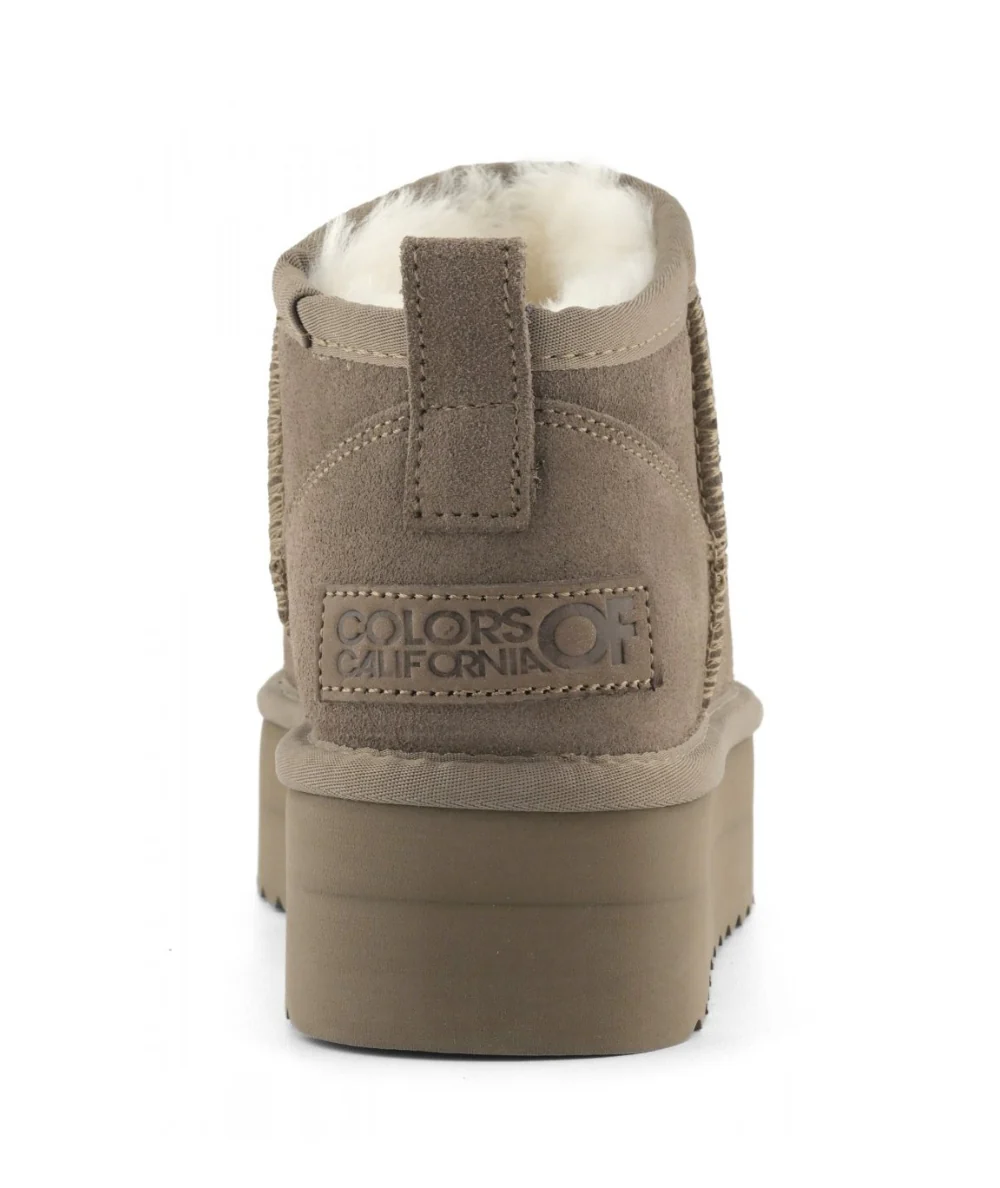 Colors of California Stivale Platform in Suede e Montone HC.SHEARPLA2 Grigio Taupe - immagine 6