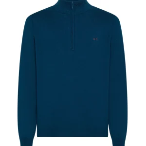 Sun68 Maglione Mezza Zip K45107 Blu Petrolio