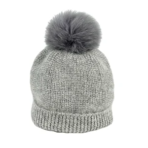 D. EXTERIOR BERRETTO CON PON PON IN VOLPE 57476 GRIGIO