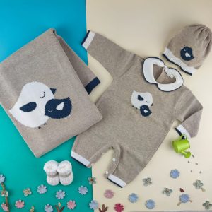 Set nascita cotone uccellini tortora blu🐦