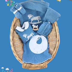 Set nascita cotone cavallo a dondolo