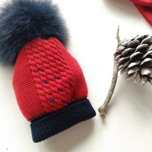 Cappellino natale rosso/blu pelliccia