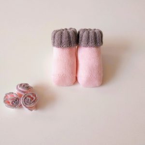 Scarpette neonata rosa grigio