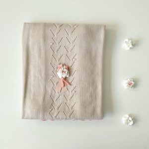 Copertina neonata beige/rosa antico