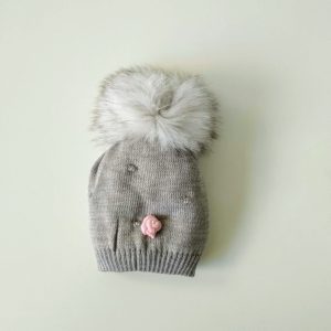 Cappellino neonata grigio/orchidea