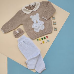 Completino Teddy Bear tortora/cielo