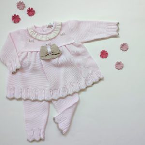 Completino fiocco rosa tortora