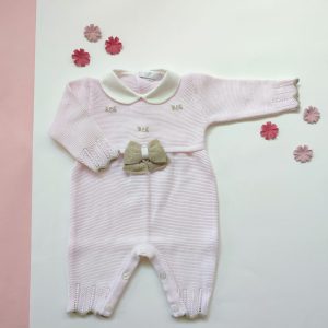 Tutina fiocco rosa tortora