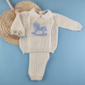 Completino lana cavallo a dondolo latte