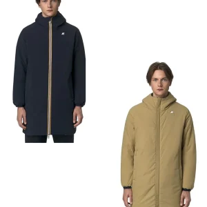 K-Way Giacca Reversibile Jacob St Warm Double K6128WW Blu Scuro Beige