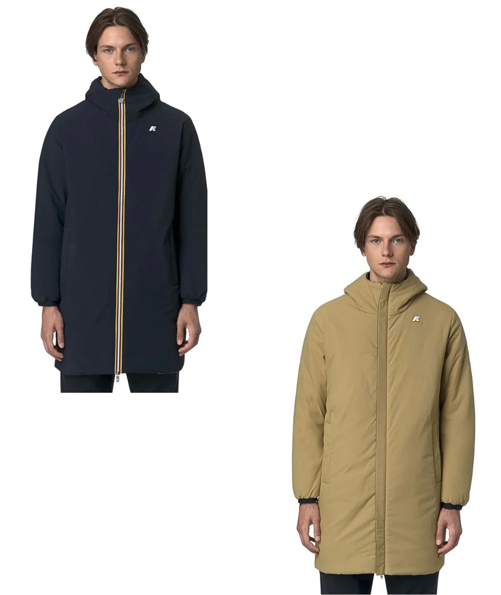 K-Way Giacca Reversibile Jacob St Warm Double K6128WW Blu Scuro Beige - immagine 2