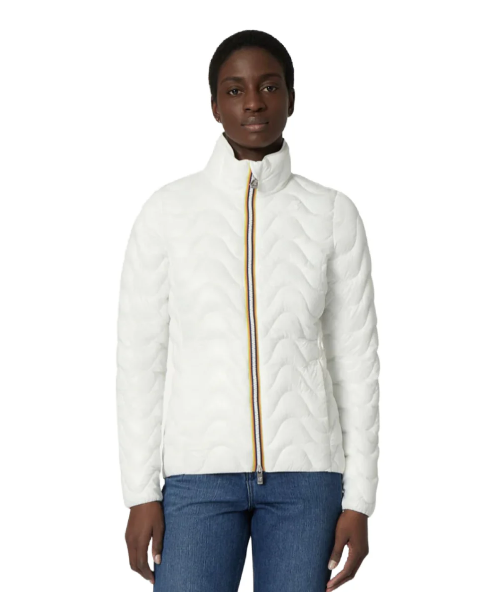 K-Way Giacca con Imbottitura ad Onde Violette Eco Warm K4112TW Bianco