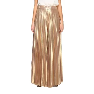 KAOS GONNA PANTALONE IN PLISSE' CON TESSUTO LAMINATO LI1MA003 ORO