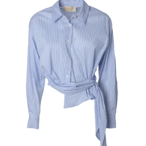 KAOS JEANS CAMICIA CROPPED CON INCROCIO QPJTZ022 BIANCO AZZURRO