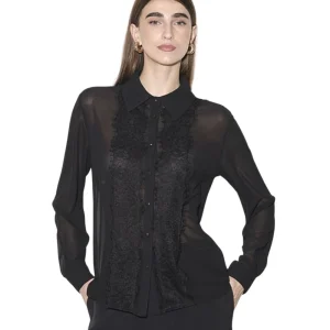 Kaos Fashion Camicia in Voile con Pizzo RI1GX004 Nero