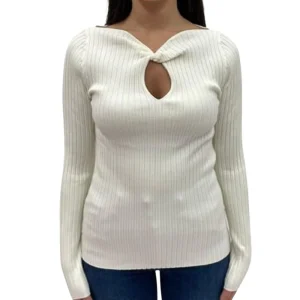 Kaos Fashion Maglia con Dettaglio Cut-Out RI1NT051 Bianco Latte