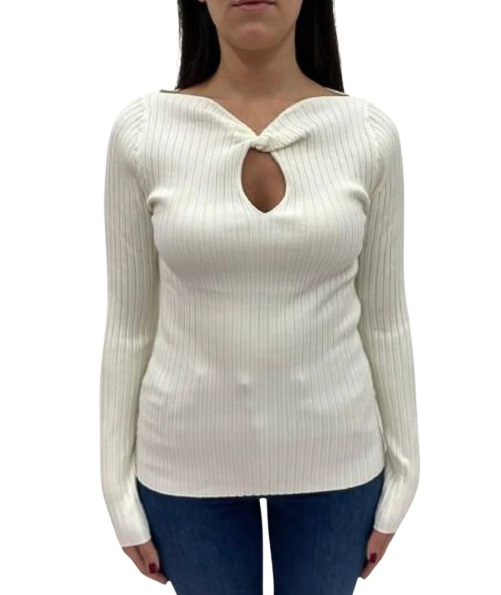 Kaos Fashion Maglia con Dettaglio Cut-Out RI1NT051 Bianco Latte - immagine 2