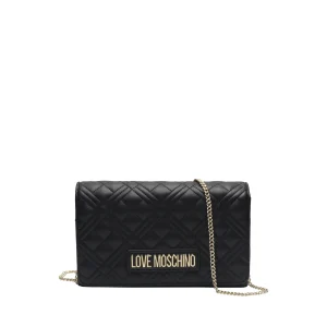 Love Moschino Borsa a Tracolla Quilted con Logo Nera e Oro