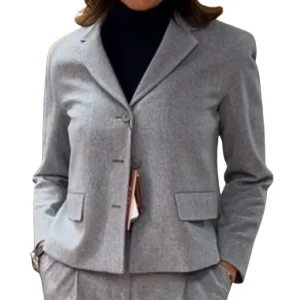 Max Mara Studio Giacca Corta In Lana COGNE Grigio Chiaro