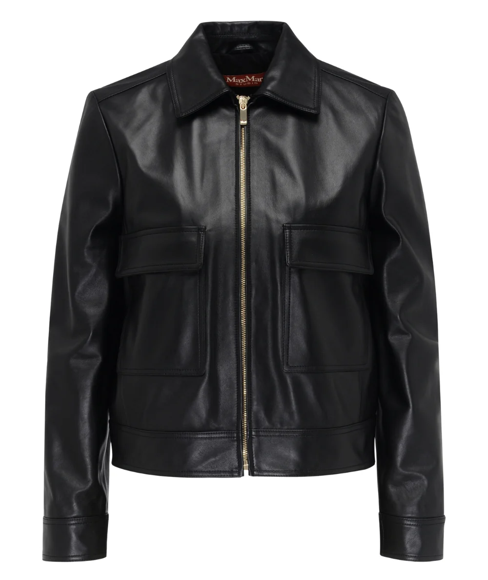 Max Mara Giacca Corta in Pelle NEPET Nero - immagine 6