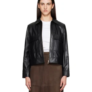 Max Mara Giacca Corta in Pelle NEPET Nero