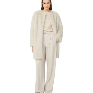 Max Mara Studio Cappotto Oversize in Faux Fur EROS Bianco Panna