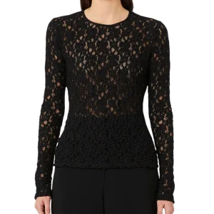 Max Mara Studio Top in pizzo Cloquè GENNAIO Nero