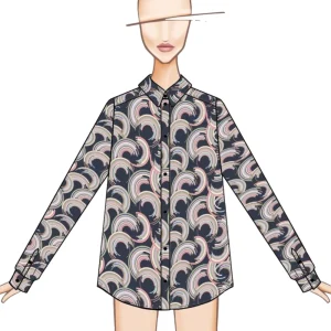 Mondrian Venezia Camicia Raso Stretch Fantasia 31353/877 Blu