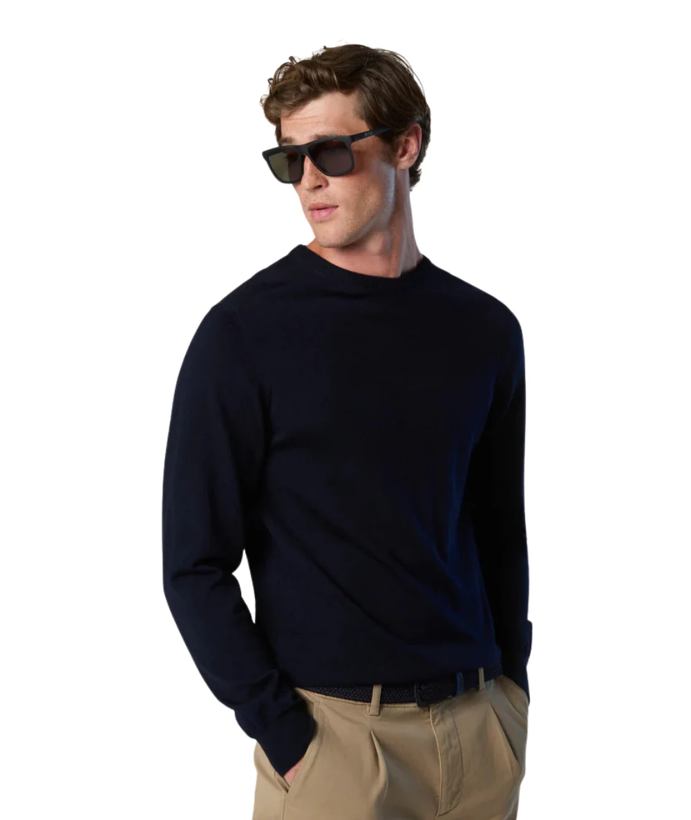 North Sails Maglione Girocollo Lana Merino 699156_000 Blu Navy - immagine 3