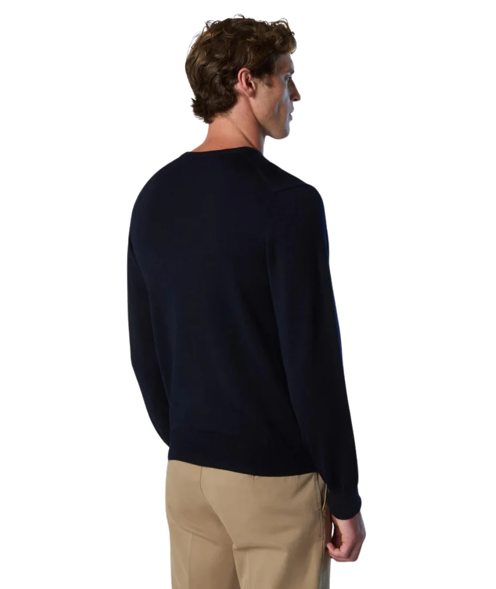 North Sails Maglione Girocollo Lana Merino 699156_000 Blu Navy - immagine 4