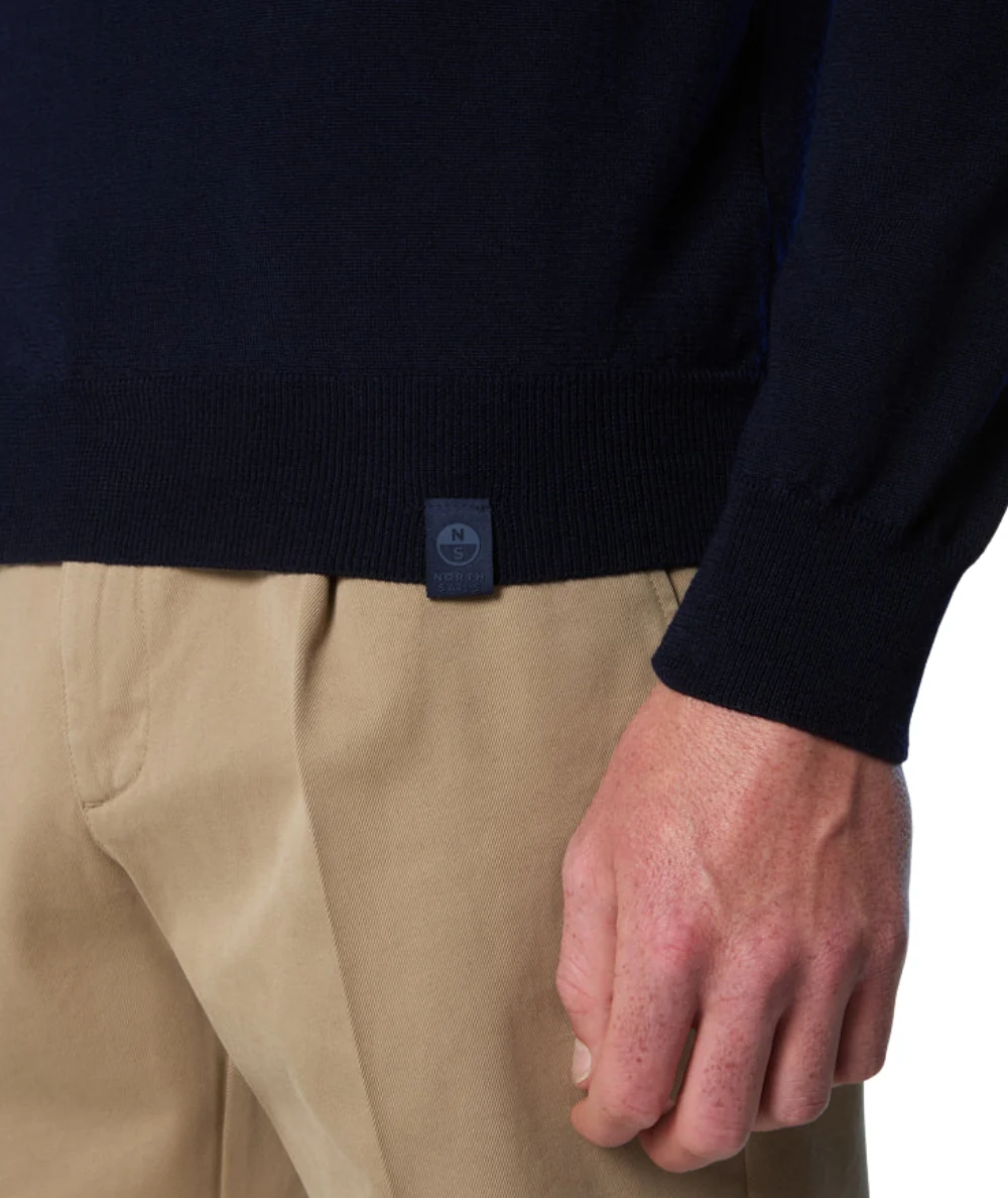 North Sails Maglione Girocollo Lana Merino 699156_000 Blu Navy - immagine 6