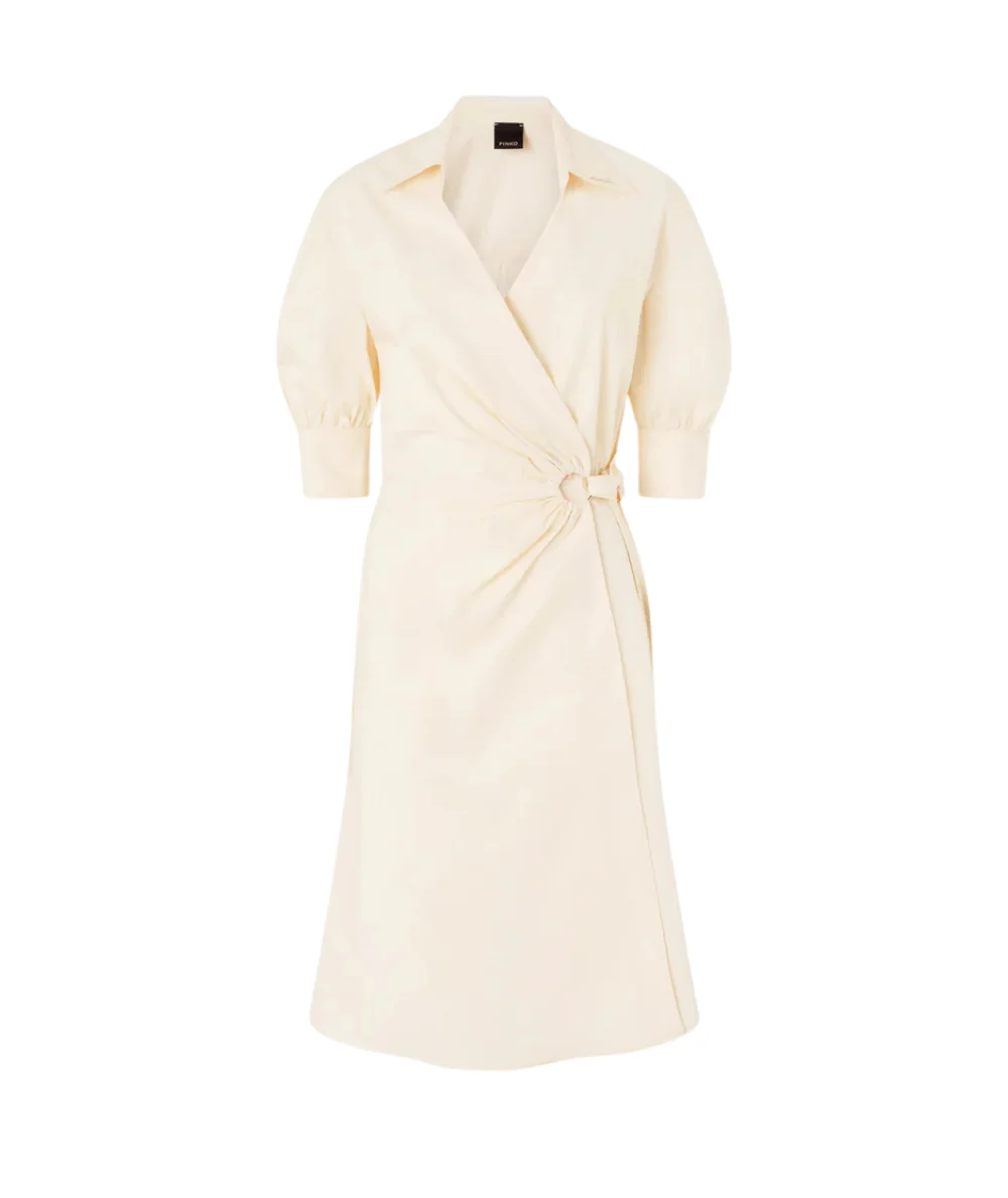 Pinko Abito a Portafoglio in Popeline di Cotone Aline 106602 A35Q Bianco - immagine 5