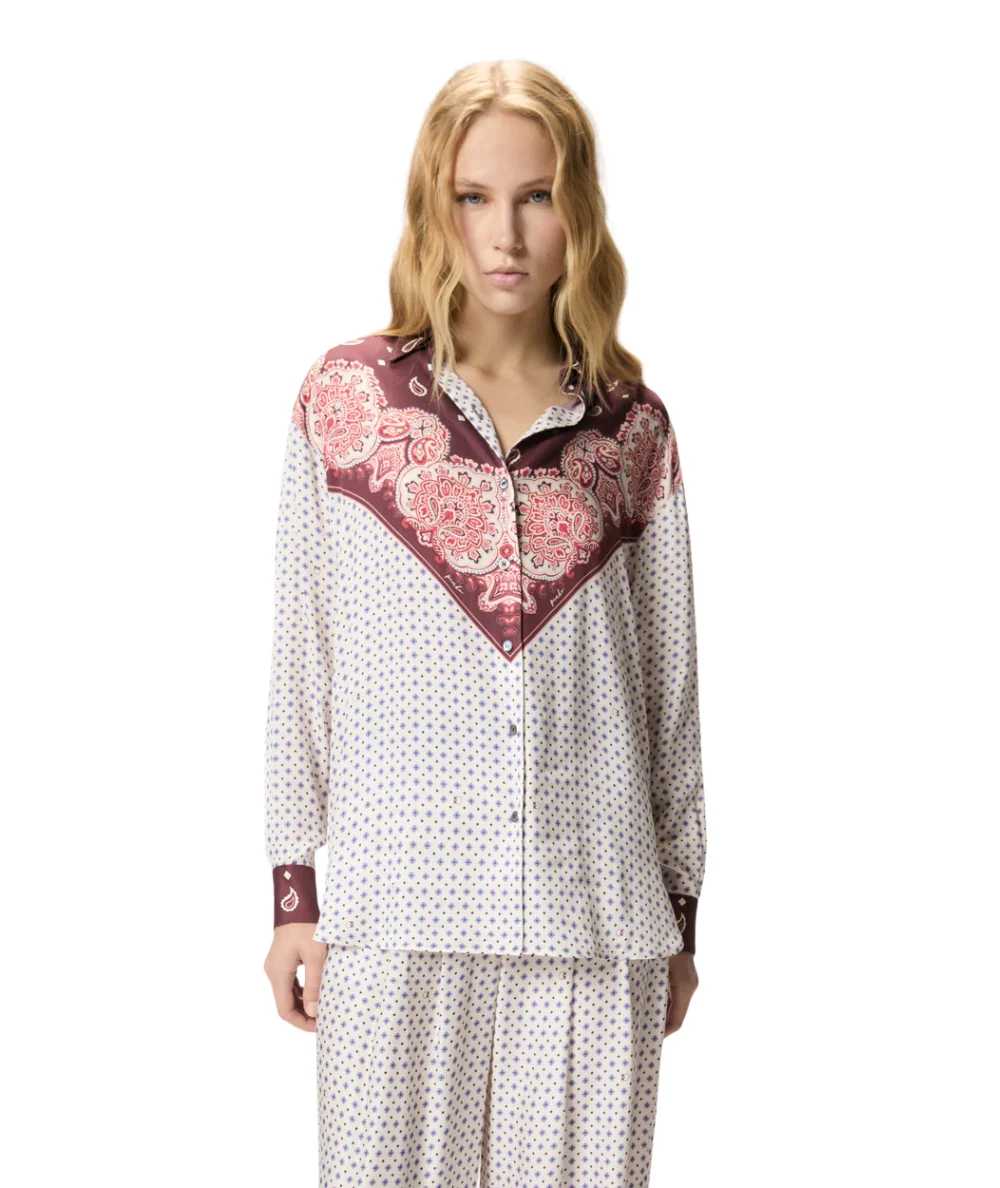 Pinko Camicia in Twill in Fantasia Stile Foulard Cher 106202 A31K Multicolore