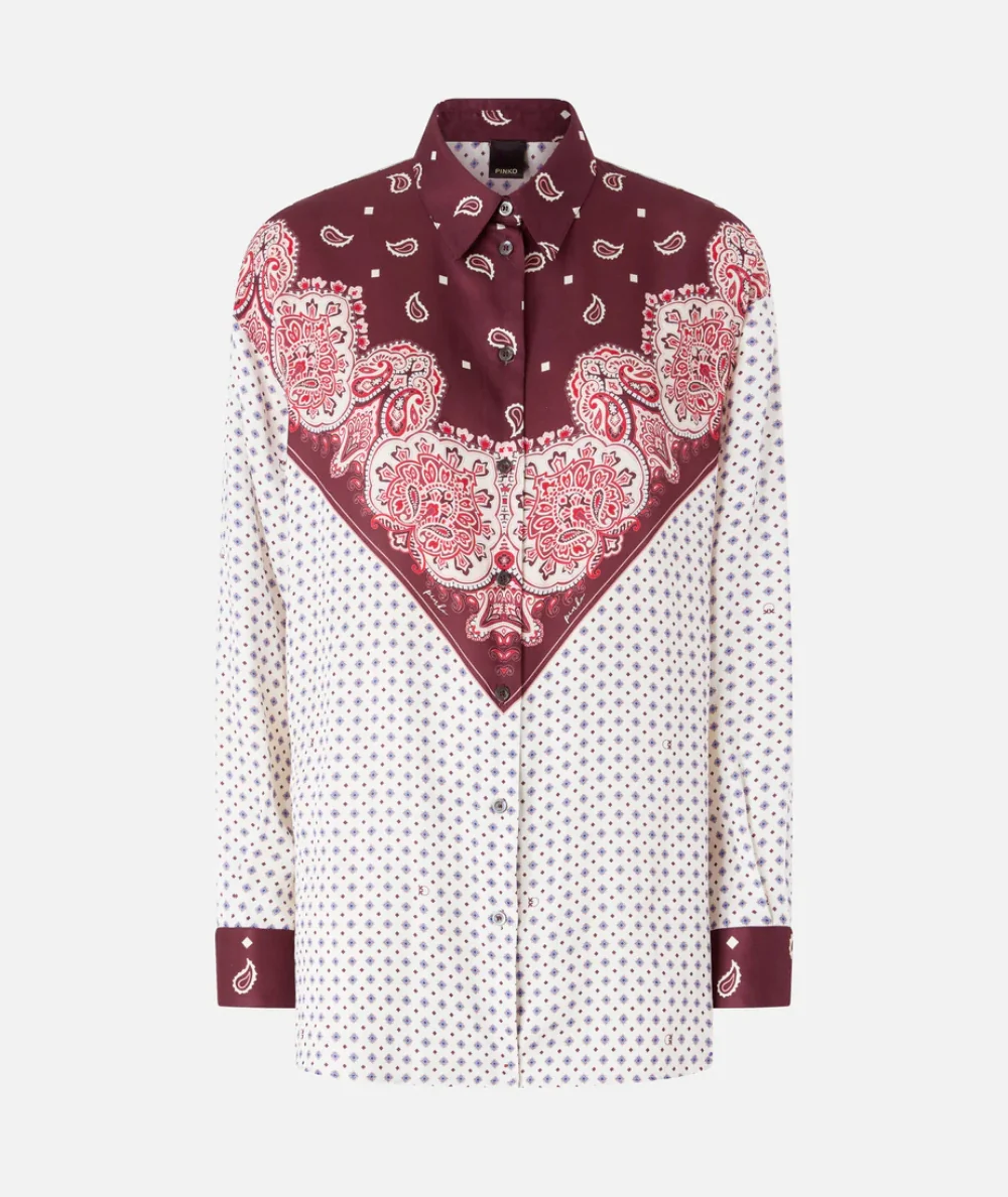 Pinko Camicia in Twill in Fantasia Stile Foulard Cher 106202 A31K Multicolore - immagine 7