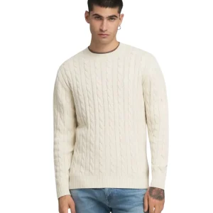 Replay Pullover Girocollo a Trecce UK4866.000.G21280G Bianco Ghiaccio