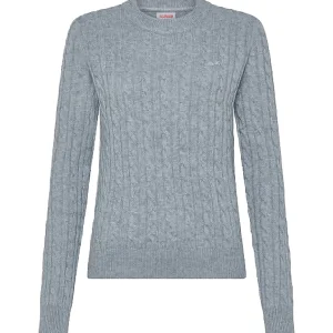 Sun68 Maglia Girocollo a Trecce K44247 Grigio