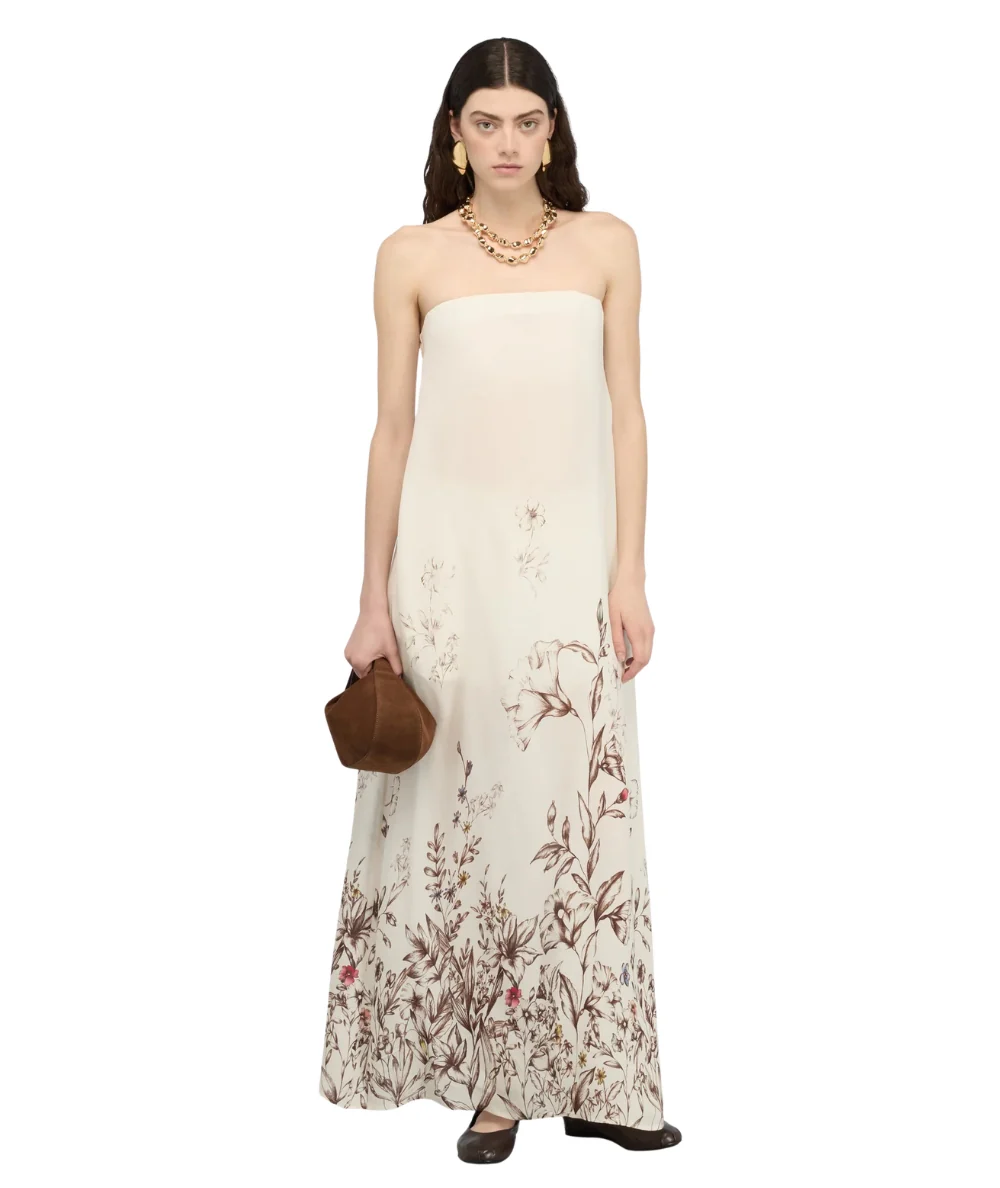 Semicouture Abito in Fantasia Floreale Sophie Y6SS55 Bianco Marrone - immagine 2