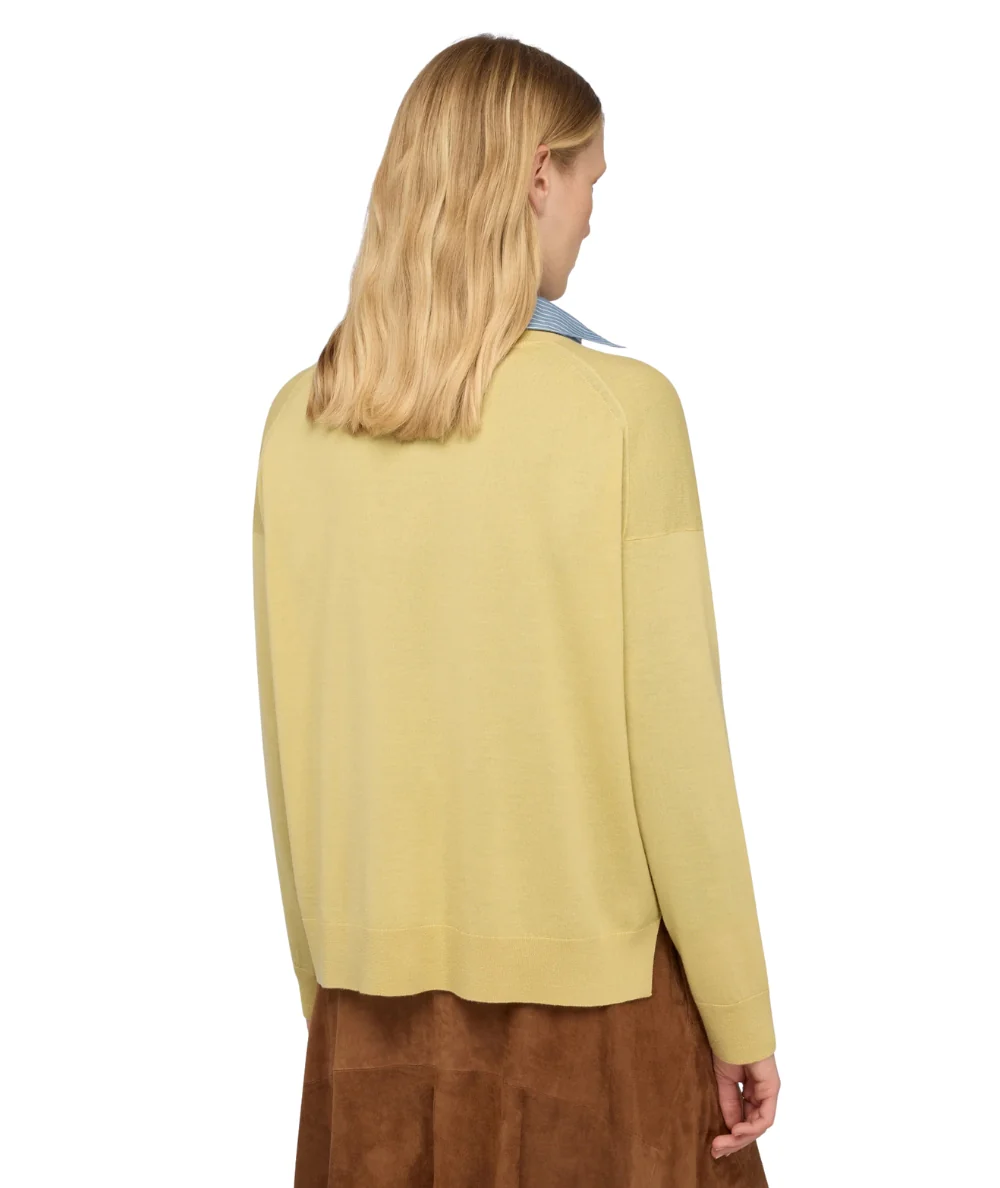 Semicouture Maglia in Lana con Scollo a V Amaia Y6SC63 Giallo Scorza - immagine 3