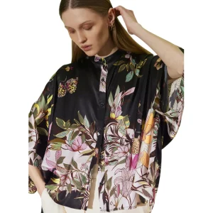 Shirtaporter Casacca in Fantasia Floreale SH3507 Nera