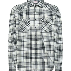 Sun68 Camicia in Fantasia Check S45109 Bianco Panna