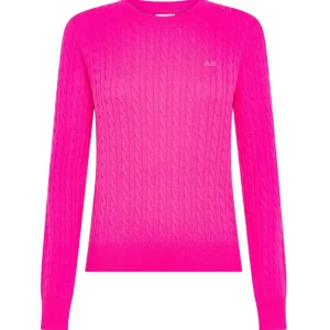 Sun68 Maglione a Trecce K45247 Fucsia Fluo