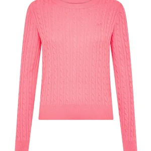 Sun68 Maglione Girocollo a Trecce K45247 Rosa