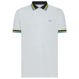 Sun68 Polo Dettaglio Multi Righe A35117 Bianco